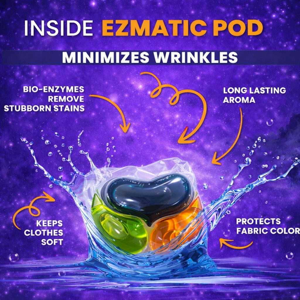 4-in-1 Anti-Wrinkle Laundry Pods - Wrinkle Release, Tough Stain Removal, Brightening and Fabric Softening