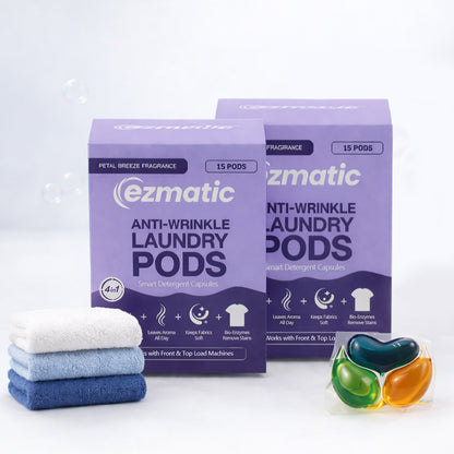 4-in-1 Anti-Wrinkle Laundry Pods - Wrinkle Release, Tough Stain Removal, Brightening and Fabric Softening